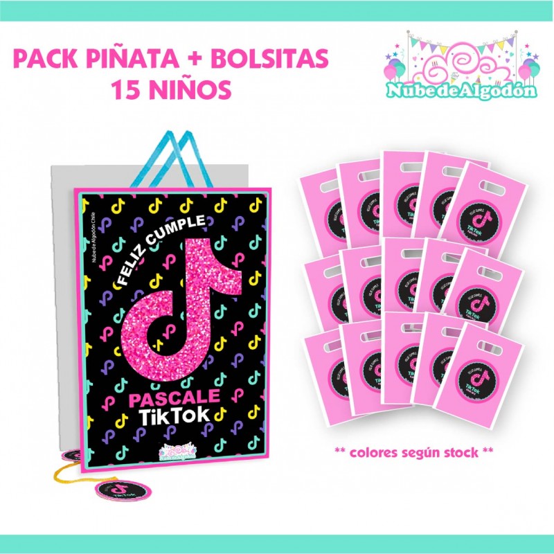 Pack Piñata + Bolsas Piñata 15 Niños Cumpleaños Personalizado
