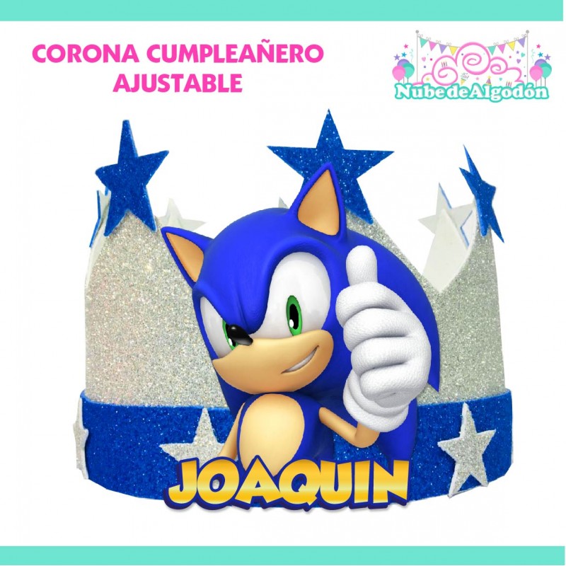 Corona festejado/a Cumpleaños Sonic Personalizado - Nube de Algodón Chile