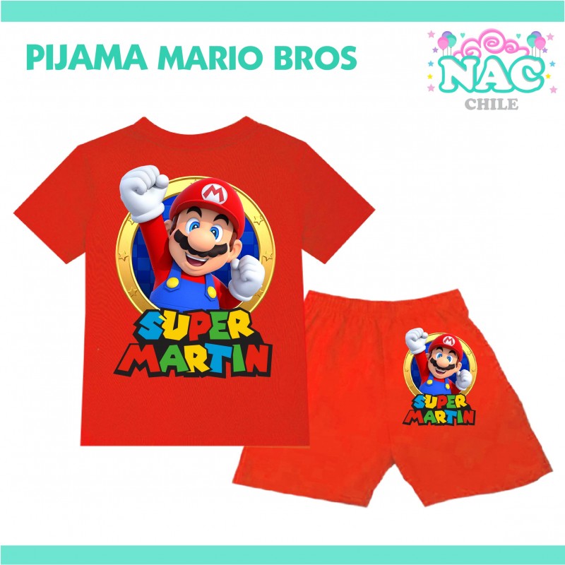 Pijama Super Mario Bros Personalizado Niños Nube de Algodón Chile