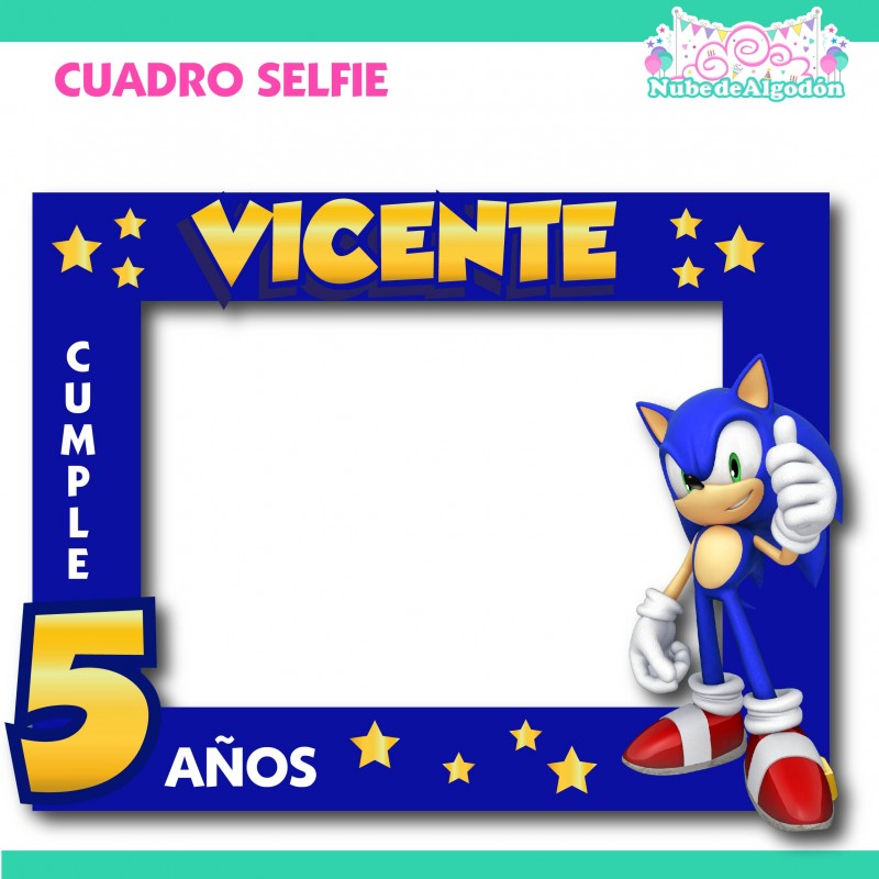Cuadro Selfie Cumpleaños Sonic Personalizado - Nube de Algodón Chile