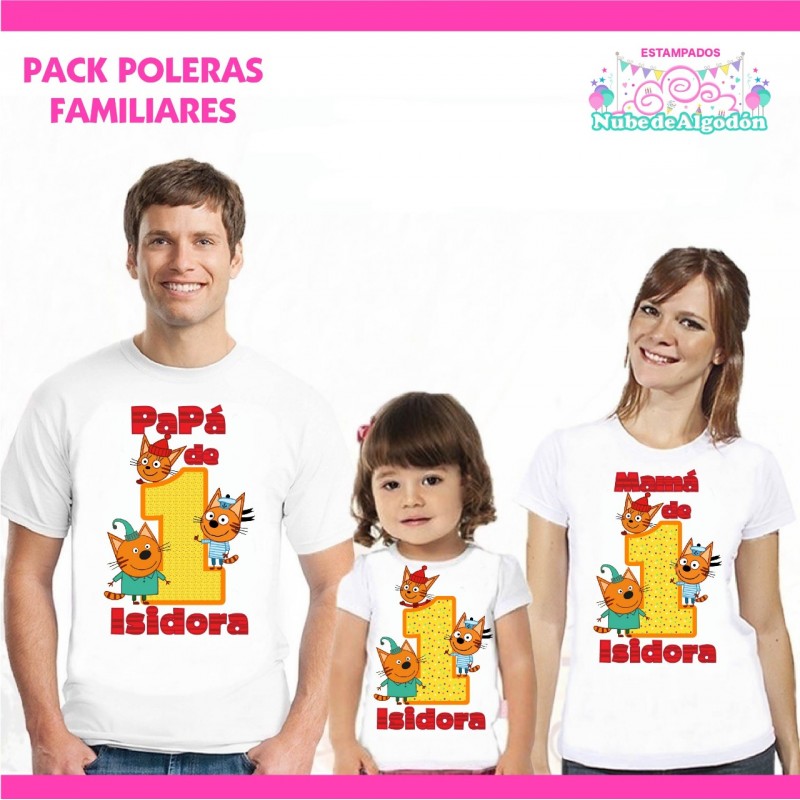 Pack Kid Cats Poleras Estampadas Personalizadas - de Algodón Chile
